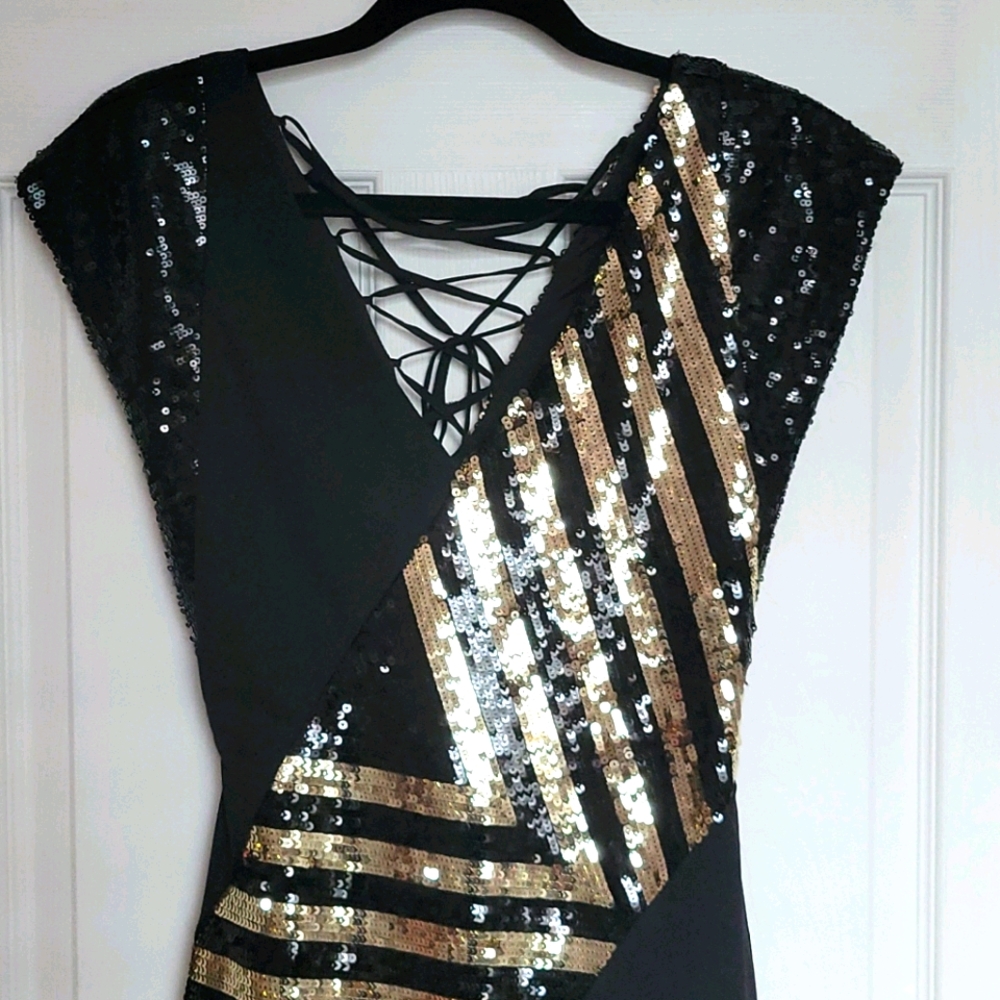 Bebe Sequin black dress